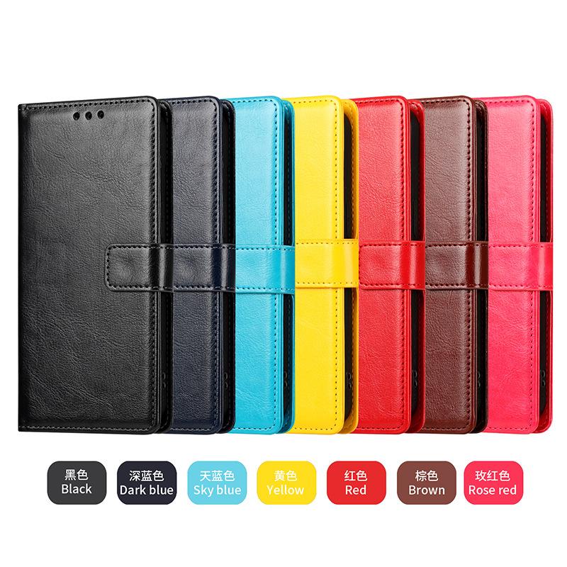 Flip Cover Mobile Phone Case Is Suitable for Redmi 15 Mobile Phone Leather Case, Plug-in Card, Magnetic Attraction All-inclusive, Solid Color Crazy