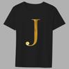 Fashion T-shirt Black Men's 26 English Letters Gold Printing Pattern Series Casual Round Neck Commuter Comfortable Top T-Shirts Men’s