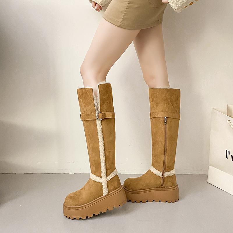 Spot vielseitige aber kniehohe Schneestiefel 2025 Winter neue Samt Damenstiefel zwei Trageweisen dicksohlige thermische hohe Stiefel Damen