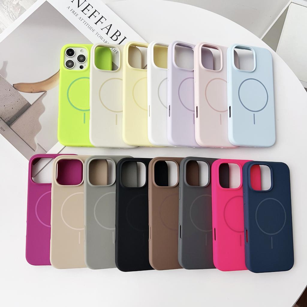 Thin Ring Magnetic Liquid Silicone Suitable for IPhone17promax Mobile Phone Case New Apple 16 Anti Fall 14 Soft Case