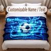 Soccer Theme Soft Blanket Personalized Custom Name Text Print Warm Blanket Home Sofa Bedroom Decor