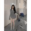 French Spice Girl Style POLO Neck Long Sleeve Dress Women's Spring New Slim and Skinny Inner Hip Wrap Short Skirt