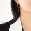 Retro Double Chain Tassel Earrings In Titanium Steel with Gold Finish for Women