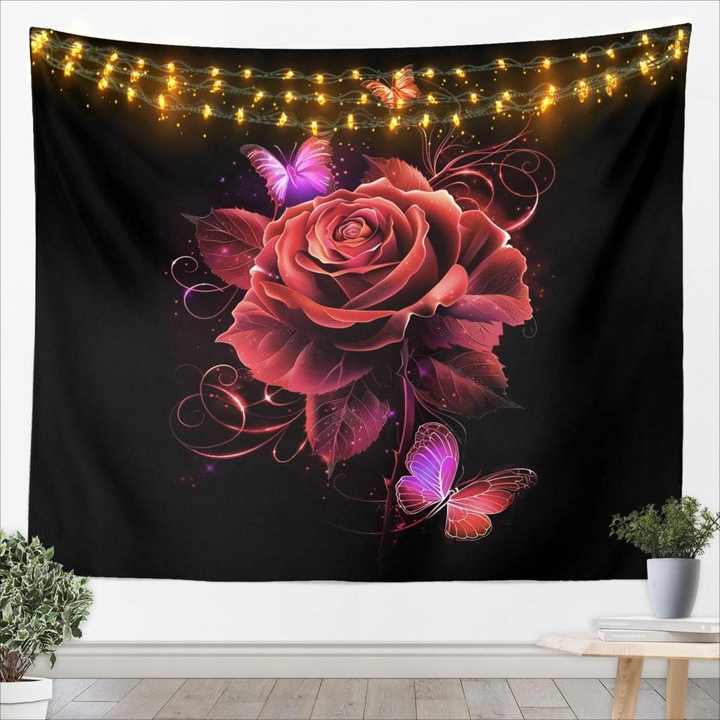 Kids Black White Wall Hanging Blanket for Boys Girls Teens Antique Victorian Baroque Wall Art Breathable Gothic Vintage Floral