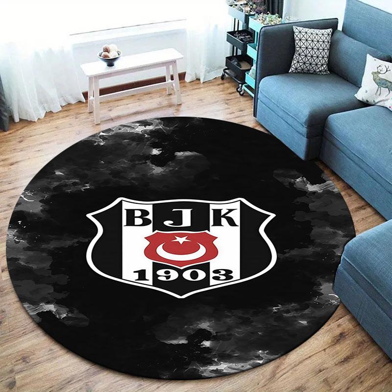 Besiktas Gymnastics Club Round Area Rug,Carpet Rug for Living Room Bedroom Sofa Playroom Decor,Non-slip Floor Mat