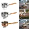 Saucepan with Wood Handle Milk Noodles Pot Portable Saucepan with Long Wood Handle for Kitchen Hotel Teahouse Home Restaurant