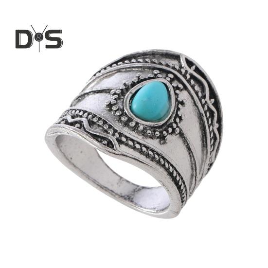 

Кольцо унисекс из искусственной бирюзы, широкое, в стиле ретро, этническое, изогнутое, ручной работы, полированное, сплав, для вечеринок, повседневной носки, для взрослых, ювелирные украшения на палец античный серебряного