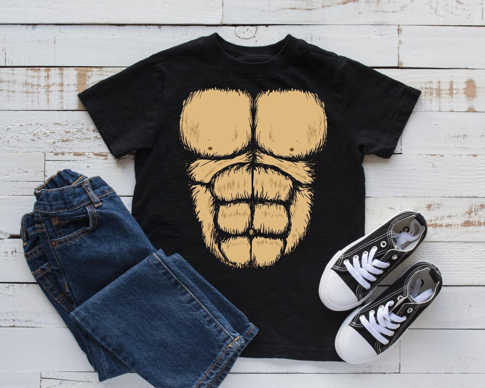 Gorilla Chest T-Shirt, Gorilla Kids Tee Costume Tank Top, Halloween T-shirt, T-shirt,T-shirt, Kids Tee Apparel Gift 3XL