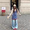 Spring 2025 French Retro Floral A-Line Spaghetti Strap V-Neck Dress