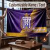 Custom Name Flannel Throw Blanket Anderlecht FC Logo Pattern Warm Home Decoration