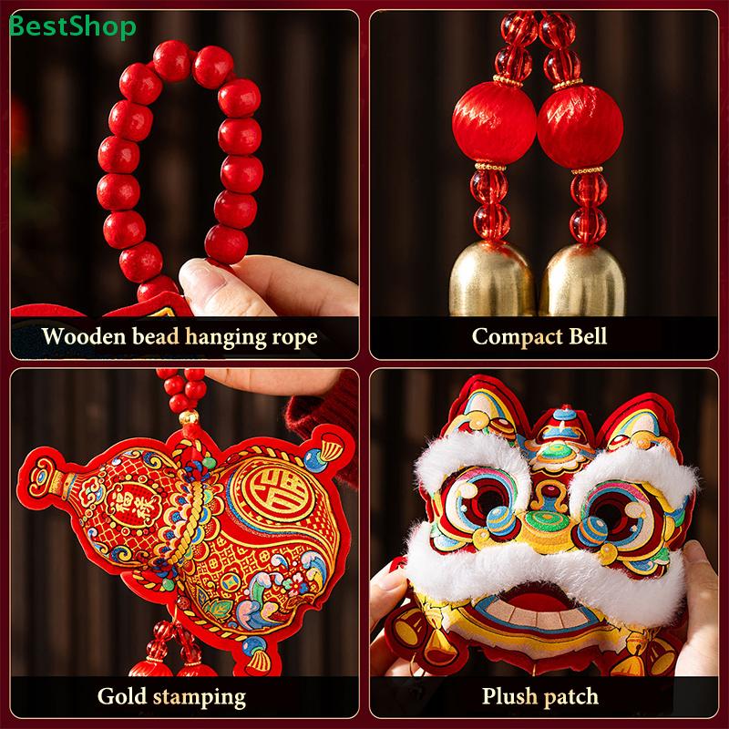 Year of the Horse Lucky Opening Pouch Charm Red Embroidered Horse & Fortune Bag Hanging Ornaments for Chinese New Year