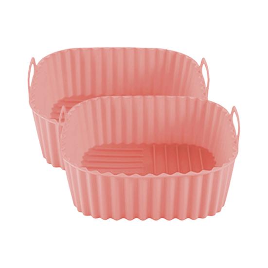 

2 шт. Квадратні силіконові вкладиші для аерогриля 8 дюймів Багаторазовий кошик/горщик для аерогриля Багаторазовий вкладиш для духовки Деко для випікання для кухні Мати-аксесуари для аерогриля рожевий