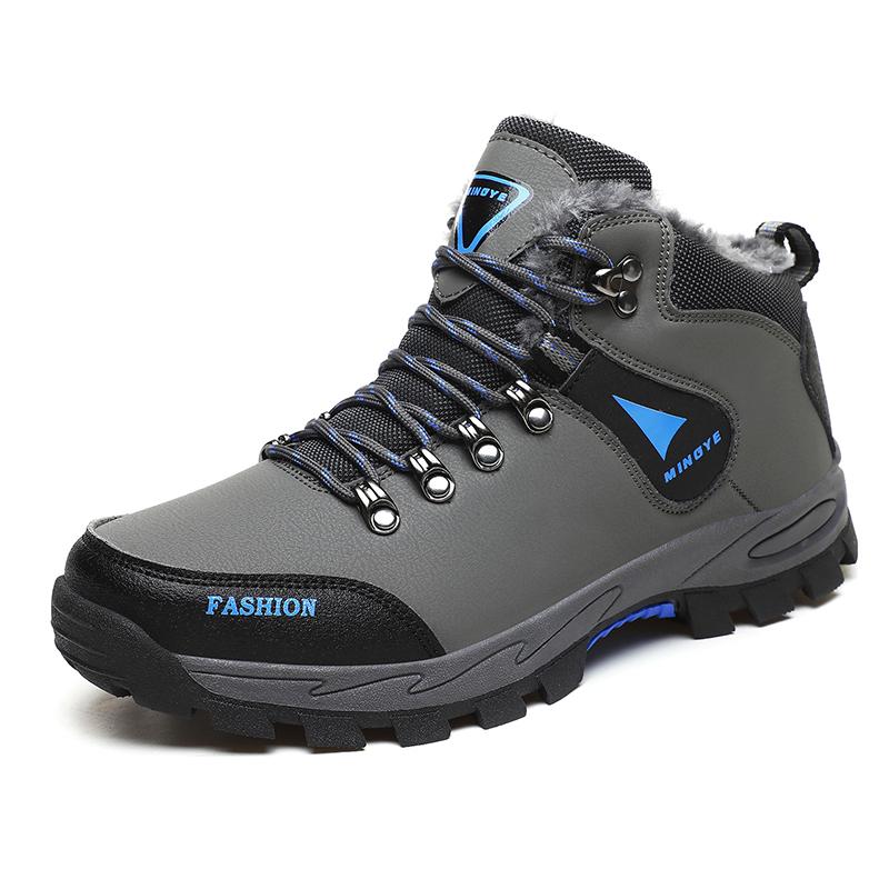 Winter Hiking Shoes Men  Outdoor Warmth Plush Casual Anti-slip Breathable Men Boots Laced Thick-soled Sports Shoes Men