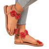 Women's Toe-Post Gladiator Sandals - Bohemian Flat Beach Sandals with Floral Design, Breathable Open-Toe Casual Strappy Shoes for Outdoor
