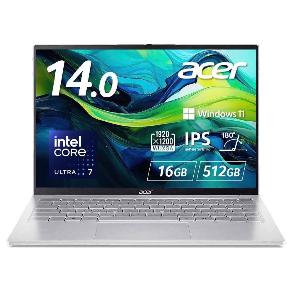 Acer Swift Lite 14 Notebook AI Core Ultra 7 16GB Paměť 512GB SSD WUXGA IPS Panel 990g provoz Full HD Webkamera s posuvným krytem Kompatibilní s WiFi 6