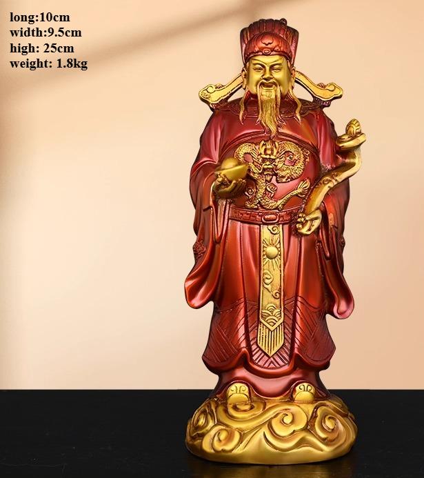Фигурка Бога Богатства Латунь Окрашенная Литературный Бог Богатства Держащий Слитки Скипетр Жуи Домашний Декор