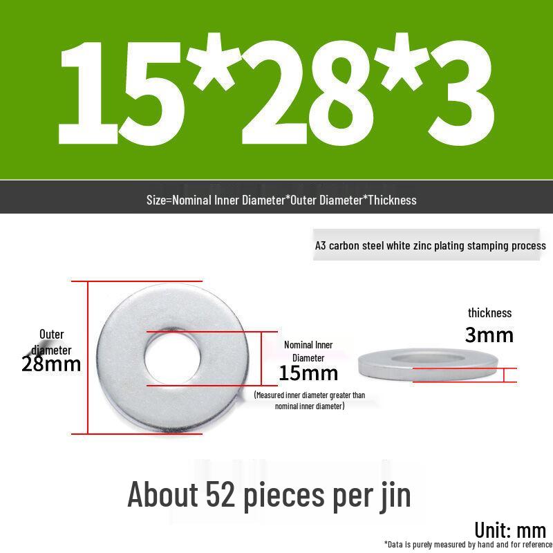Extra Large Galvanized Metal Flat Washer - Thickened Round Screw Washer M6-M16