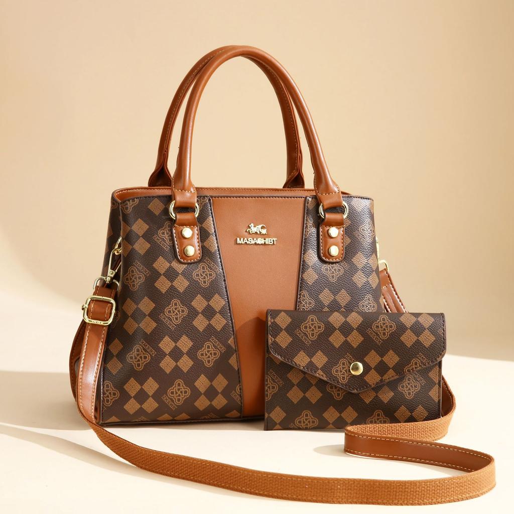 Pu women's bag portable 2025 niche women's bag large capacity shoulder messenger bag high sense tote bag women