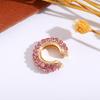 Retro Fashion C-Shaped Bling Ear Clips with Colored Diamonds - Trendy No-Pierce Earrings