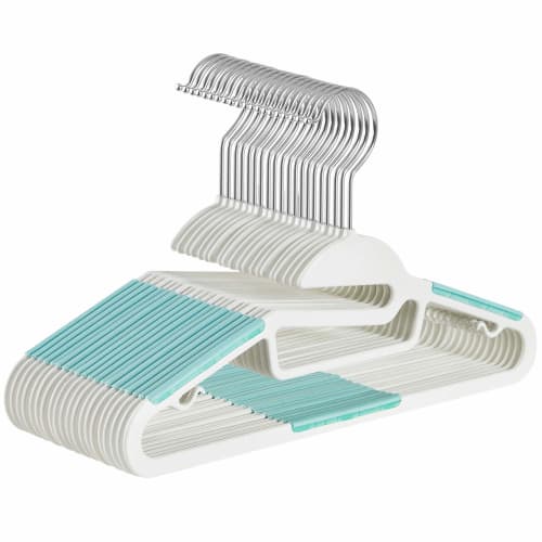 SONGMICS Children's Hangers, Non-Slip Junior Hangers, Kids' Hangers, Baby Hangers, Shape-Retaining Hangers, Collar Protection, Space-Saving, Slim, Mul