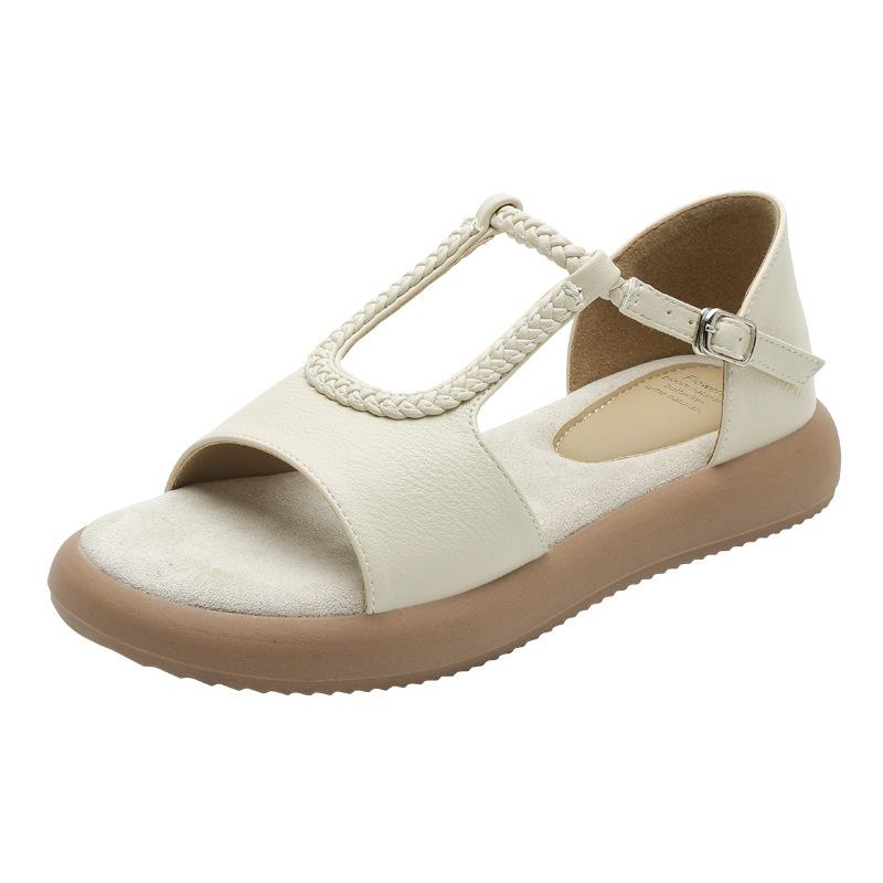 Auf Lager! Temperamentvolle Sommer-Web-Sandalen für Damen sind nicht ermüdend, haben weiche Sohlen und flache Sohlen, römische Schuhe und Strandschuhe werden draußen getragen.