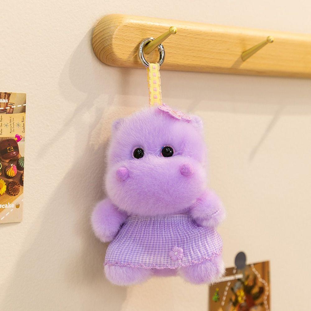 Stuffed Animal Hippos Plush Keychain PP Cotton Purple Hippos Plush Toy Backpack Decoration