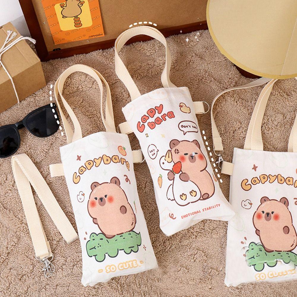 Cup Insulated Protective Cover Capybara Water Bottle Bag Canvas Mobile Phone Bags