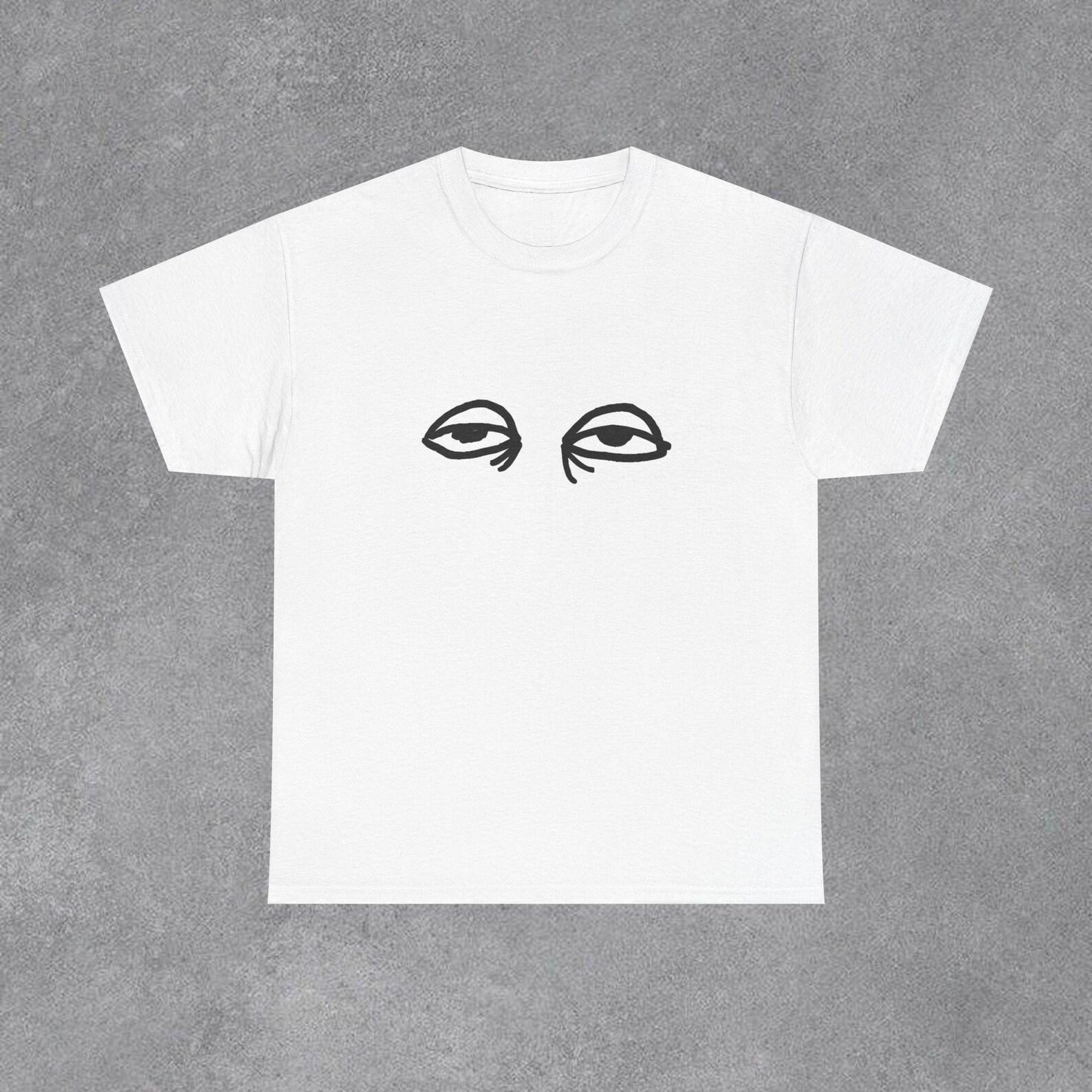 Tired Sleepy Eyes Graphic Print Streetwear Design Handwriting Y2K Shirt Abstract M