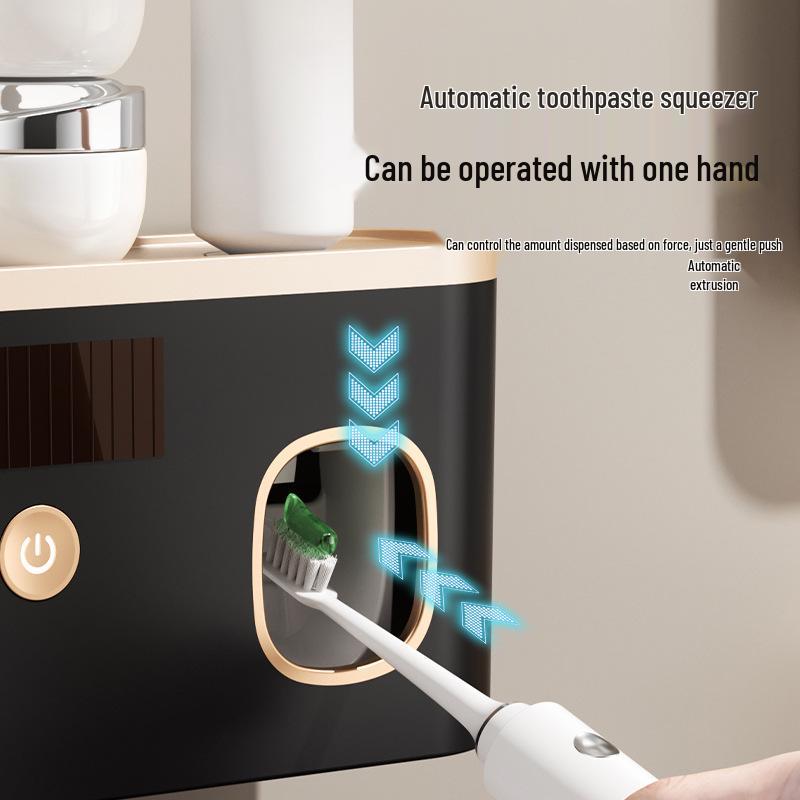 Wall-Mounted UV Sterilizing Toothbrush Holder and Cup in Gunmetal Gray