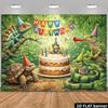 2D flacher Geburtstagsbanner-Hintergrund - Dschungel-Reptilien-Thema, geeignet für Familientreffen und Büroveranstaltungen