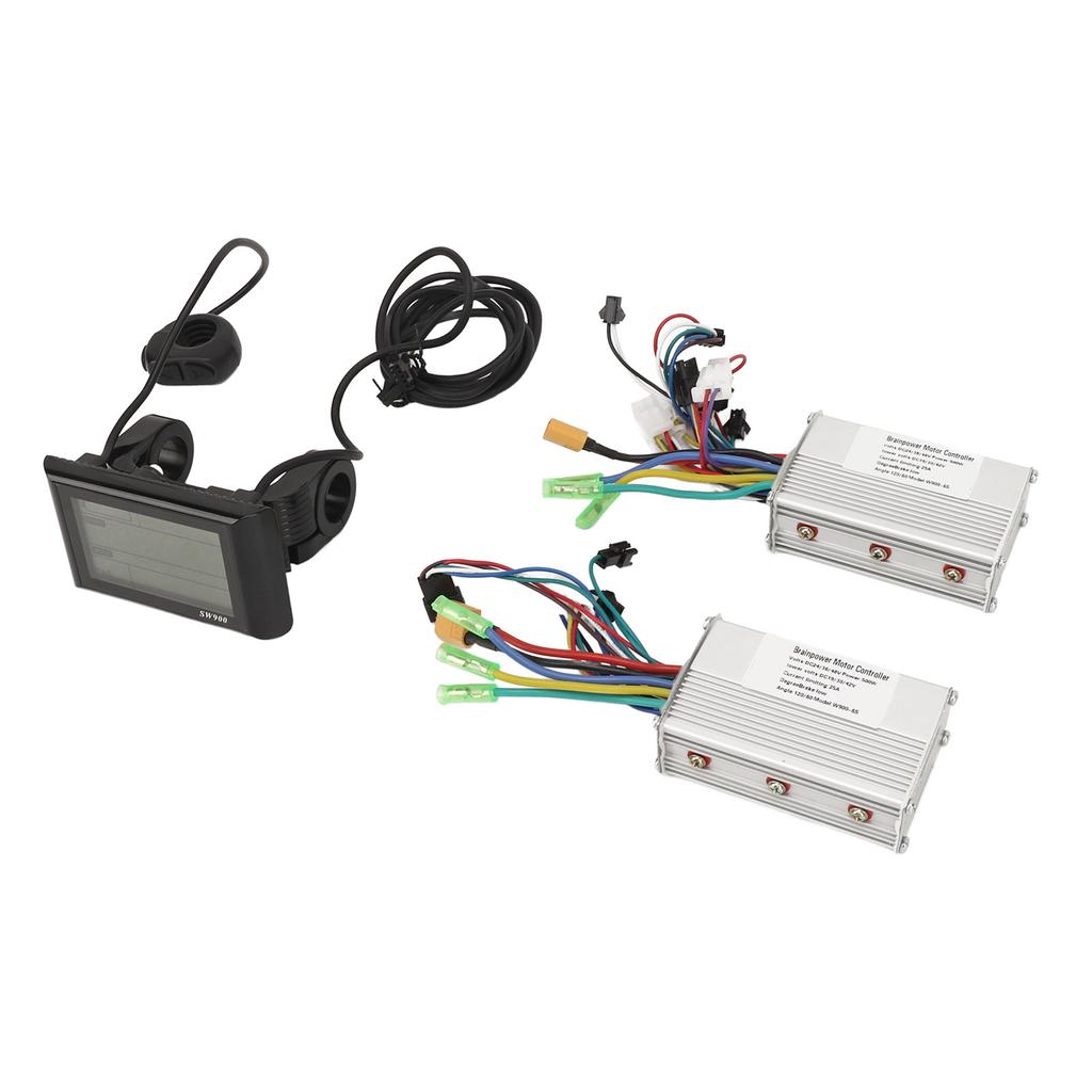 Electric Bicycle Controller Kit Electric Bike Dual Drive Motor Control Panel with SW900 LCD Display Meter for Electric