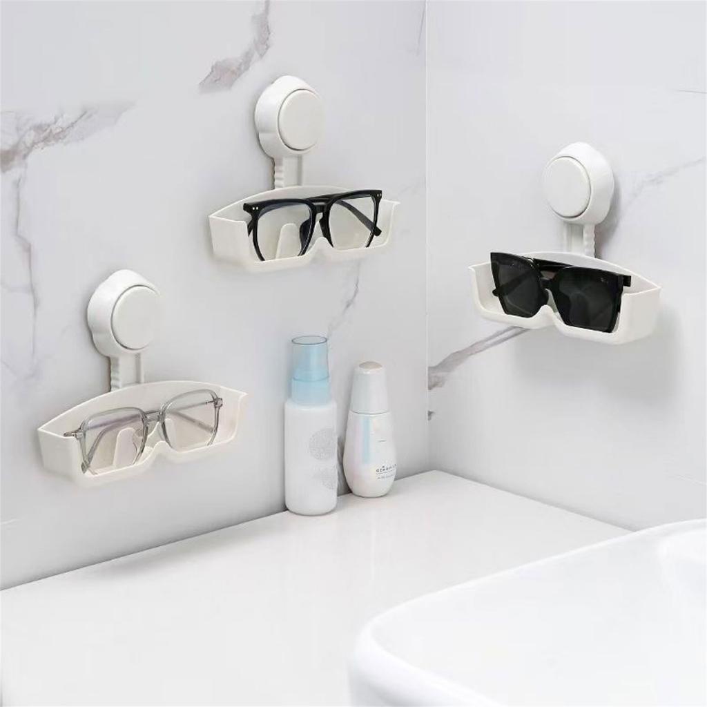 Suction Cup Eyeglass Holder Sturdy Plastic Designs for Smooth Surfaces Like Bathroom Wall and Office Glass Daily Use