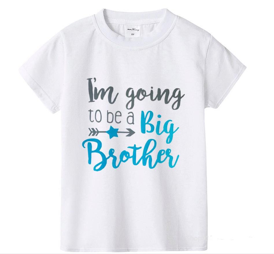 2026 New Childrens Tshirt Little Sister Big Brother Printed Round Neck Parent Child Clothing Summer Top for Boys and Girls