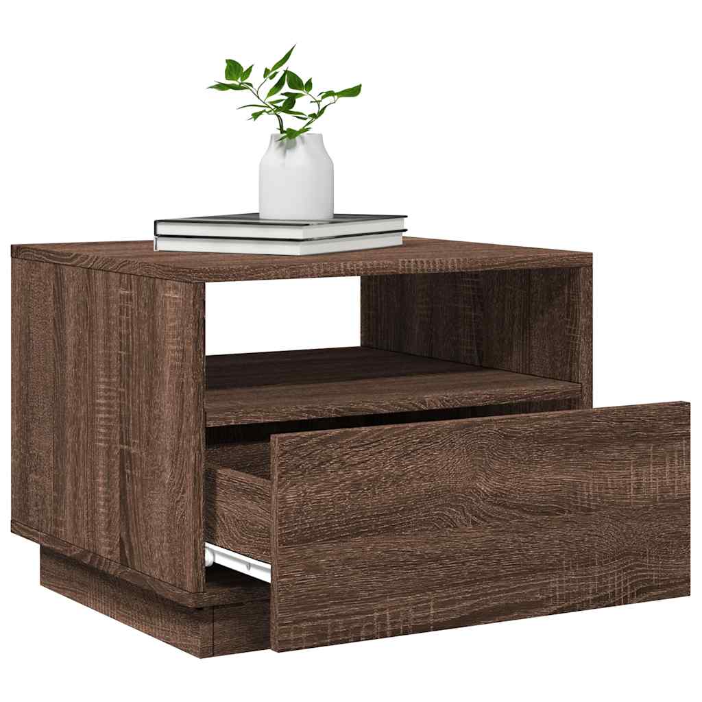 LED Coffee Table In Brown Oak Look 50 X 49 X 40 Cm