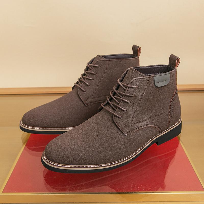 

Brand Office Business Classic Retro Style Comfort Boots for Men SuedeLeather Shoes Outdoor New Casual Lace Up Social Ankle Boots 48 чёрный