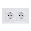 Curved White European Standard Socket Panel with Double USB & Type C, German Switch, Concealed Installation
