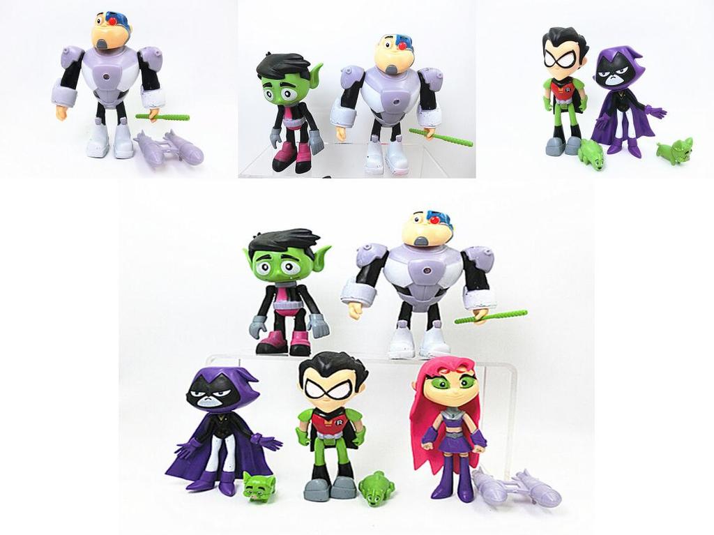 Teen Go Titans To The Movies Robin Cyborg Beast Boy Raven Action Figure Toy 7pcs