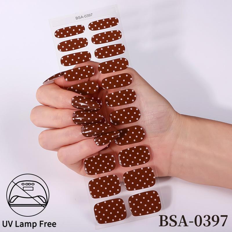 Gel nail sticker waterproof French polka dot gradual change no bake gel nail sticker GEL NAIL