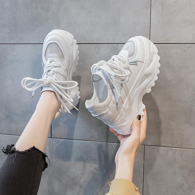 Dad shoes women's summer 2025 new spring and autumn mesh breathable ins trendy shoes thick sole heightening sports and leisure shoes