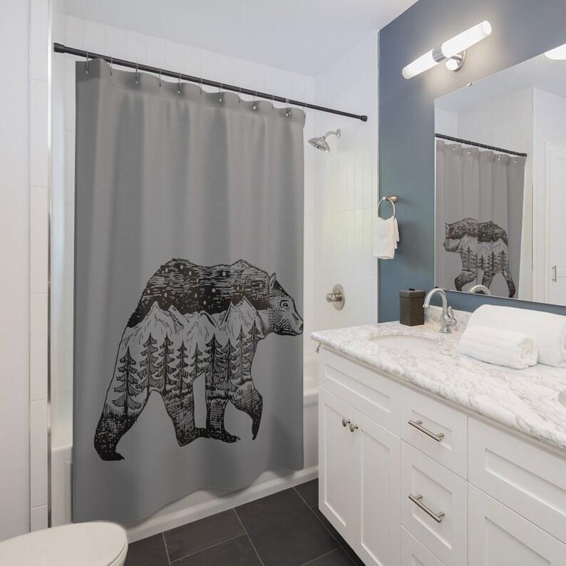 

Wilderness Bear Themed Shower Curtains - Perfect For Cabin, Nature Lover W60H190(CM)-1 Pcs