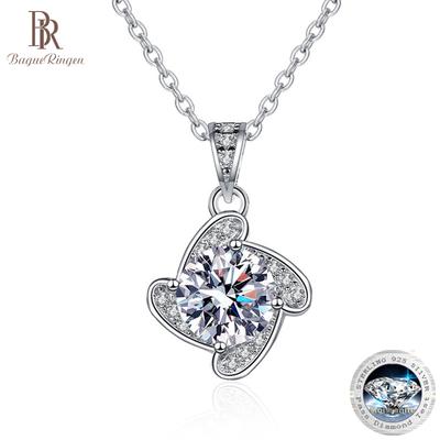 Windmill Micro Inlaid Necklace Mossam Stone Pendant One Carat S925 Sterling Silver Plated Platinum Simple Necklace Pendant