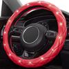 Xizopucy Red Steering Wheel Cover, Leather Car Steering Wheel Cover, Crystal Rhinestones Anti-Slip Soft Accessories For Women And Girl Universal Fit