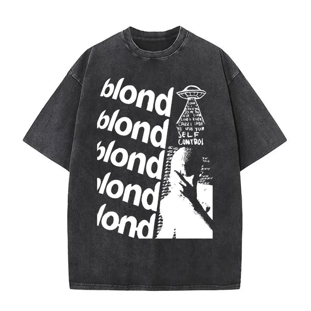 Hot Sale Rapper Frank Blond Poster Print Tshirt Men Women Vintage Washed Cotton Summer Tee Harajuku Fashion Oversize Casual Top