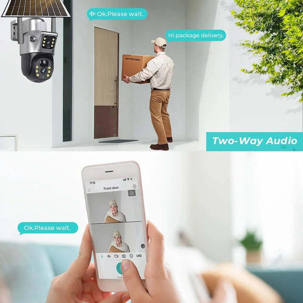 4G/WIFI Solar-powered Security Monitoring, High-definition Night Vision IP Wireless CCTV, Outdoor Waterproof Camera