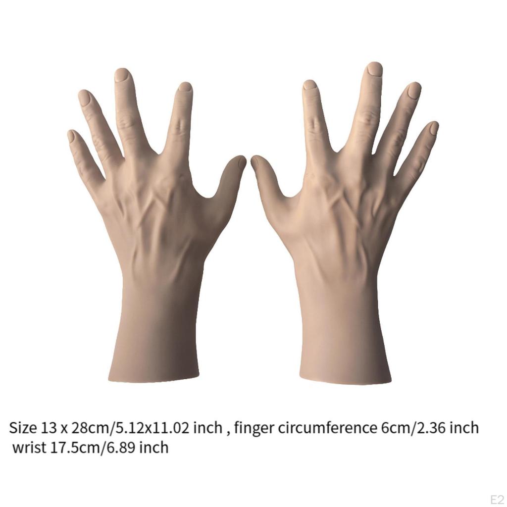 2Pcs Left and Right Human Hand Mannequin Model Jewelry Display Lifelike Photo Props Rings