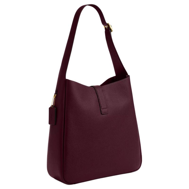 Coach Hadley 35 Logo Cowhide Shoulder Bag Large Women's Plum Red