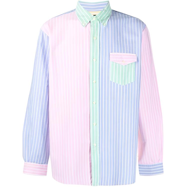 

Polo Ralph Lauren FW21 Полосатая рубашка с цветными блоками и длинным рукавом Мужские рубашки Синяя 710823666-001 M