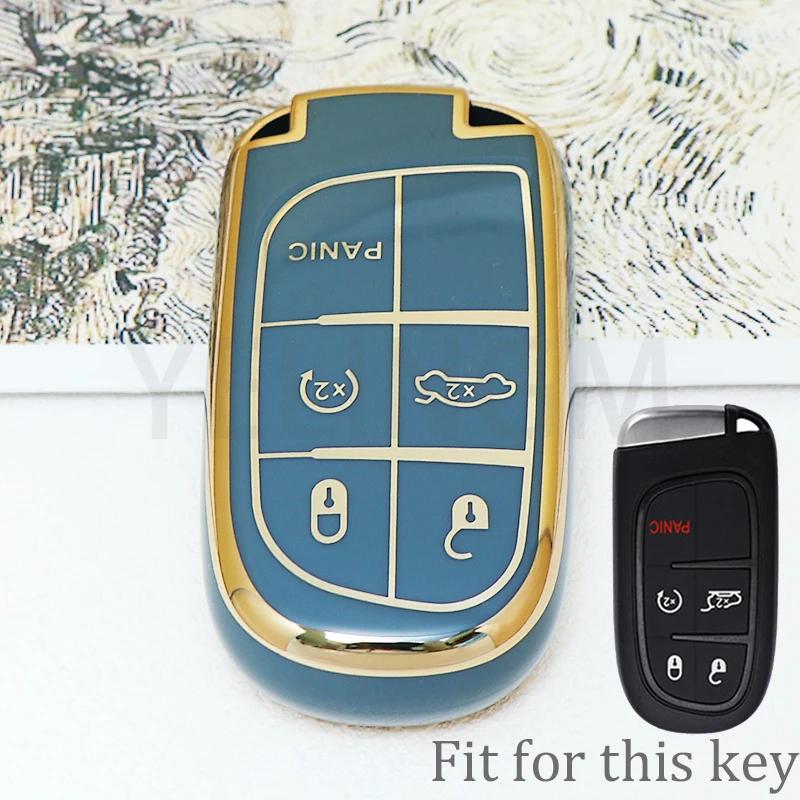 3 5 Buttons Soft Tpu Car Key Case Cover For Jeep Grand Cherokee Dodge Jcuv Dart Journey Chrysler 300C Fiat Remote Fob Keychain