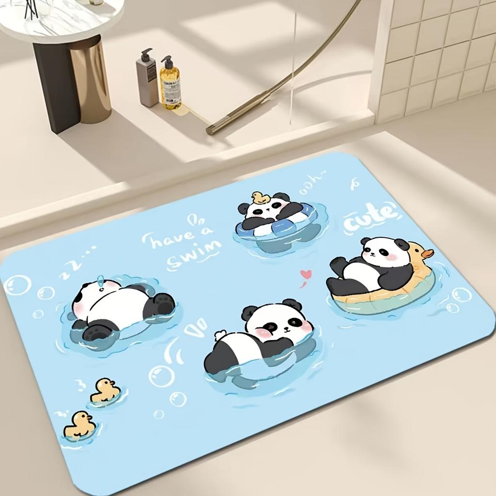 Cute Panda Door Mat, Cartoon Animal Welcome Rug, Non-Slip Entrance Floor Mat, Cozy Home Decor for Living Room