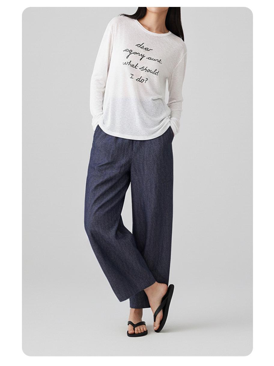 

2026 Summer Women s Cool Ruffled Waist Petite Wide-Leg Pants - Thin, Loose, Casual Style L джинсовый синий